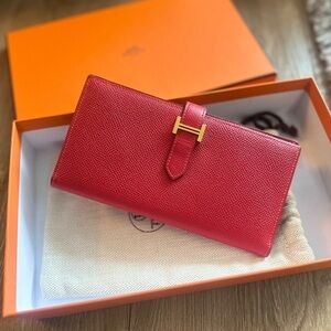 Authentic HERMES Bearn Wallet Rouge